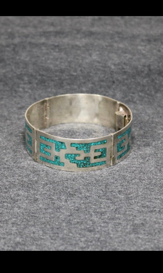 vintage 925 sterling silver crushed turquoise Mexi
