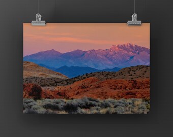 In Stock! SUNSET #1 - 20x40” Fine Art Color Print of Valley of Fire Nevada. Mounted on Wood & Finished With Resin. In Stock, Ships Next Day!