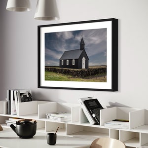 BUDIR Color Print of Búðakirkja Church, Snæfellsnes Peninsula, Iceland. Unframed Color Print, Metal or Canvas. Iconic Black Church. image 4