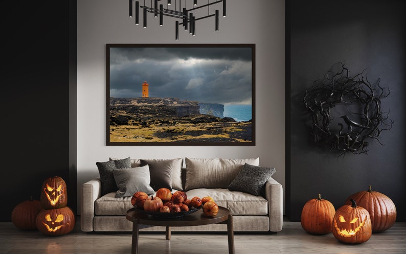 Svortuloft Storm Unframed Photo Printed on Metal or Canvas. Color Photograph of Svörtuloft Lighthouse on Snæfelsnes Peninsula, Iceland. image 4