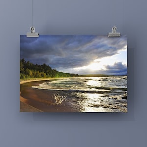 CLOUDS PARTING - Unframed Print, Printed on Metal or Canvas-Photography of Michigan's Upper Peninsula Great Lake Superior. Water, Waves.