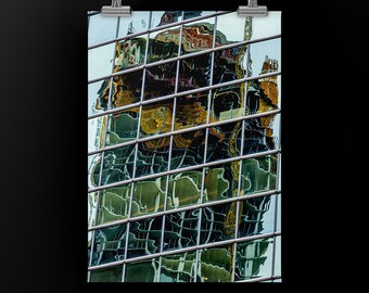 CONSTRUCTION- 30x40" Color Print on Metal. Chicago, Illinois Architecture Reflection, Modern, Abstract, Urban. In Stock, Ships Fast!