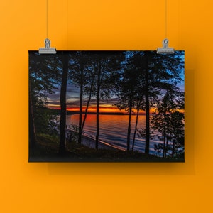 COMMUNION - Unframed, Printed on Metal or Canvas. Sunset Over Michigan's Upper Peninsula's Great Lake Superior. Colorful, Peaceful, Nature.