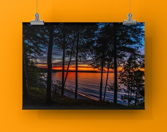 COMMUNION - Unframed, Printed on Metal or Canvas. Sunset Over Michigan's Upper Peninsula's Great Lake Superior. Colorful, Peaceful, Nature.