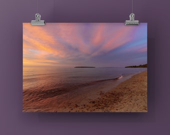 COTTON CANDY CLOUDS - Fine Art Print - Unframed, Mounted on Metal or Canvas, Sky Over AuTrain Island, of Michigan's Lake Superior. Sunset.