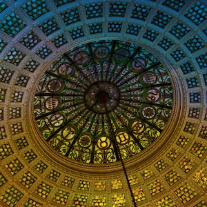 Chicago Cultural Center Stained Glass Photo Print: Resin Coated, Ready to Hang