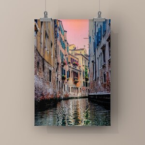 VENICE CANAL - Unframed Print or Mounted on Metal or Canvas. Color Photograph of Canal in Venice Italy. Colorful European Romantic Scene.