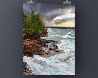 BLACK ROCKS - Unframed Print, Printed on Metal or Canvas-Photography of Michigan's Upper Peninsula Great Lake Superior. Water, Minnesota