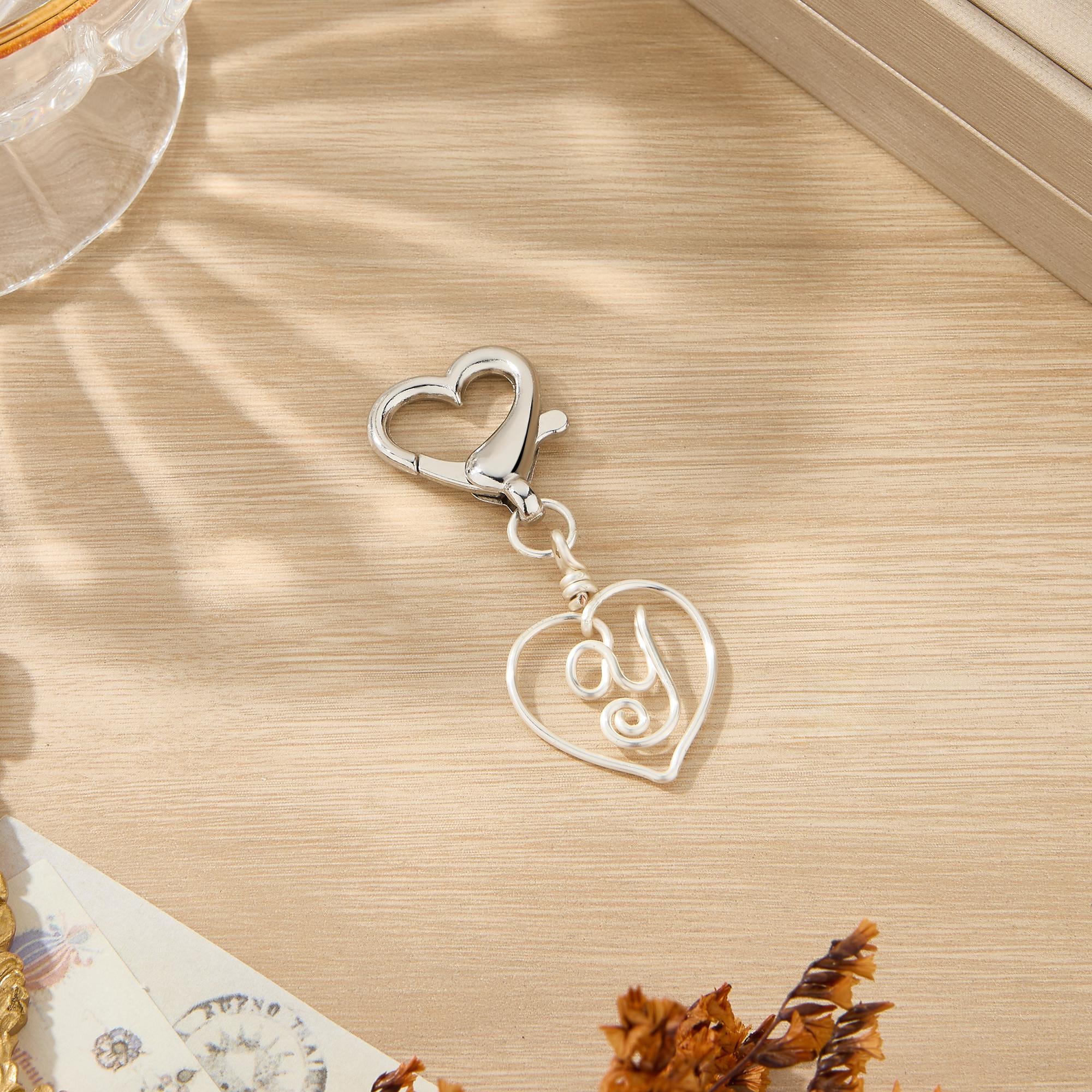Personalized Heart Keychain With Initial Letter - Unicorn Design Bag Charm For Preppy Gifts - View #6