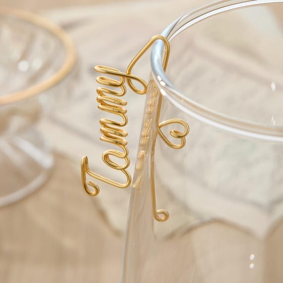 Personalized Wine Charms for Stemless Glasses, Custom Name Drink Tags, Bridesmaid Gifts