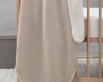 Bio Musselin Baby Decke, weiche Atmungsaktive Swaddle, Neugeborene Decke, Leichte Kindergarten Essentials, Babypartygeschenk, Neutral