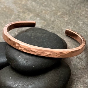 Thick Hammered Solid Copper Cuff Bracelet