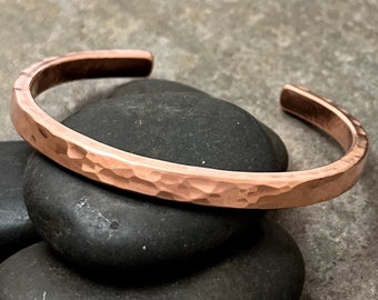 Thick Hammered Solid Copper Cuff Bracelet