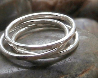 Set of 3 Thick Sterling Silver Stacking Rings