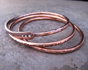 Solid Copper Bangle Bracelet Set