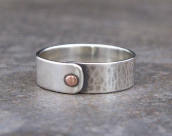 Men's Copper Riveted Sterling Silver Ring