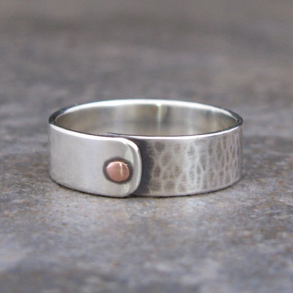 Men's Copper Riveted Sterling Silver Ring