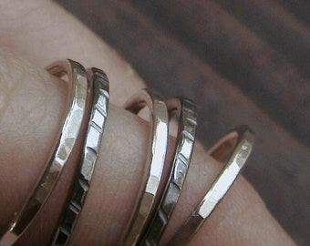 Set of 5 Thick Sterling Silver Stacking Rings