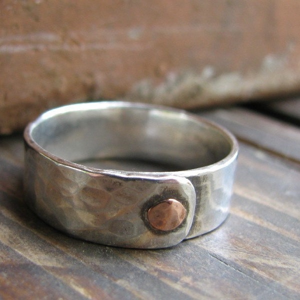 Men's Copper Riveted Sterling Silver Ring