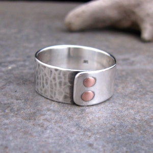 Men's Double Copper Riveted Sterling Silver Ring image 4