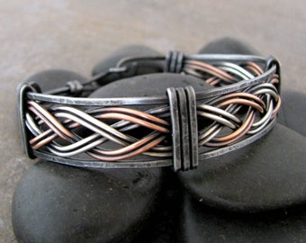 Men's Copper, Sterling Silver and Iron Bracelet