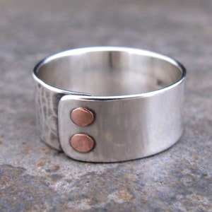 Men's Double Copper Riveted Sterling Silver Ring image 2