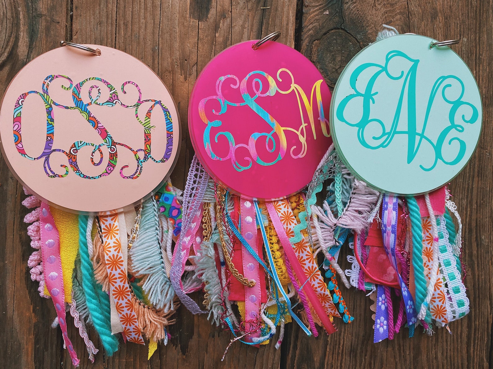 Multi Colo Monogram Large 4” Custom Monogrammed Colorful Sealed Acrylic Pink Teal ...
