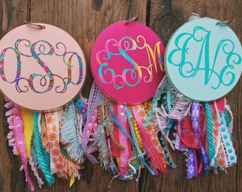 Large 4” Custom Monogrammed Colorful Sealed Acrylic Pink Teal Multicolor Keychain Bag Charm with Colorful Sparkle Ribbon Tassel to Match