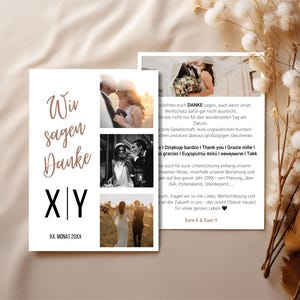 Dankeskarte Hochzeit | Boho Design | Individuell Anpassbar mit Canva | zum selber ausdrucken