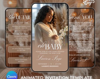 Boho Baby Shower Invitation, Baby Shower Canva Template, Baby Shower Digital Invite, Baby Shower Animated, Gender Neutral Baby Shower Invite