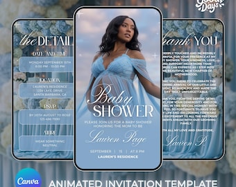 Blue Baby Shower Invitation, Boy Baby Shower Invitations, Baby Shower Invites, Baby Shower Canva Template, Its a Boy Baby Shower Invite