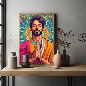 Indian Art, Wall Art, South Asian, Love, Prints, Asian, Desi, Hindu, Punjabi, Gujarati, Brown man,  popart, meditation
