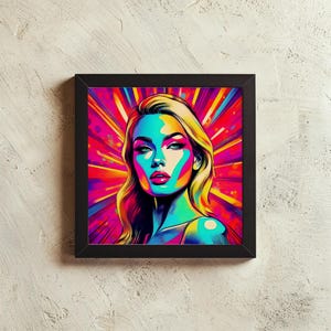 Wall Art, British, American, Love, Prints, Blonde, woman, popart, colourful, stylish, 1970s, sexy