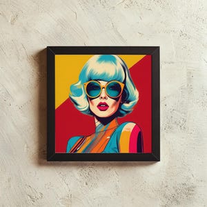 Wall Art, British, American, Love, Prints, Blonde, woman, popart, colourful, stylish, 1970s, sexy