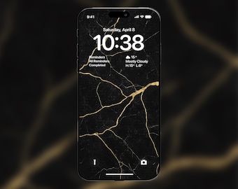 10pcs Black Marble Phone Wallpaper, iPhone Wallpaper, Android Wallpaper, Aesthetic Wallpaper, Marble Wallpaper, Black Wallpaper Background