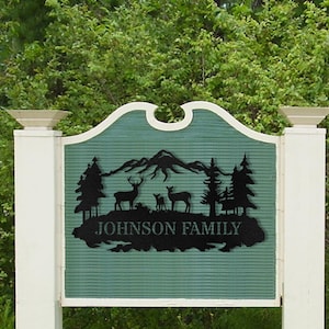 Personalized Metal Deer Cabin Sign,Custom Last Name Sign,Entryway Sign,Custom Farmhouse Ranch Name Sign,Outdoor Cabin Decor,Family Farm Gift