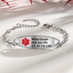 Customized Medical ID Bracelet - Medical Alert Bracelet - Emergency Bracelet - Medical Jewelry - Stainless Steel Medical ID Bracelet