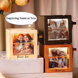 Hand Crank Flipbook Box for Dad,Custom Photo Flipbook Animation Box,Hand Crank Flipbook Machine,Wood Album with Light,Father's Day Gift Idea