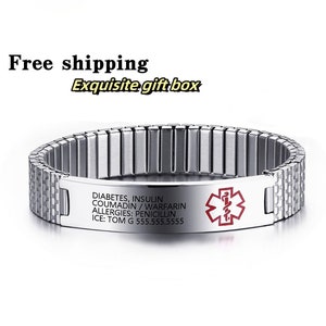 Custom Medical ID Bracelet - Flex Medical Alert ID Bracelet - Emergency Medical Bracelet - Gifts for People with Allergies, Epilepsy, Etc.