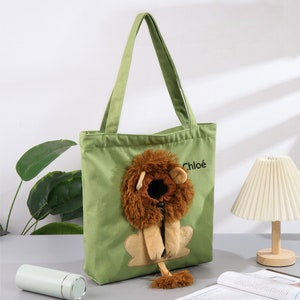 Personalisierte Haustier-Handtaschen-Customized Pet Stickerei Canvas Taschen-Hunde- oder Katzenhandtaschen-Lion-Shaped Haustier-Schultertaschen-Großraum-Aufbewahrungstasche