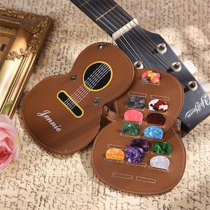 Custom Guitar Pick Holder,Personalized Guitar Pick Leather Case,Great Gift For Guitarists,Music Lovers,Band Members,Gifts For Him