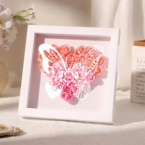 Personalized Flower Shadow Box for Mom - Custom Name Rose Frame - Mother&#39;s Day Gift for Mom/Grandma/Nana - Floral Keepsake with Text