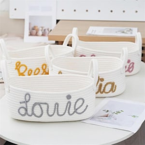 Personalisierte Baby Name Körbe -Wäschekorb Benutzerdefinierte Wäsche & Spielzeug Aufbewahrungskörbe -Seil Baumwolle Baby Geschenkkorb-Einzigartige Babyparty Geschenke