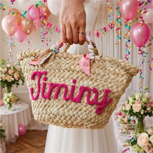 Personalized Beach Bag Straw Bag,Custom Bridesmaid Beach Bag,Bridesmaid Gifts Basket,Wedding Party Gifts,Summer Gift,Bachelorette Party Gift