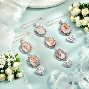 Personalized Bridal Bouquet Charm,Custom Flower Bouquet Photo Charm,Wedding Memory Memorial Pins,Brooch with Photo,Wedding Memorial Gifts