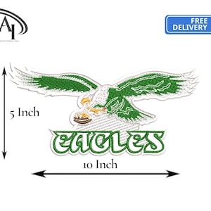 3 Piece Philadelphia Eagle 10*5 Embroidered Patch Both Iron And Sew On Patch, Eagle Patch, Green Eagle, Chenille Patch