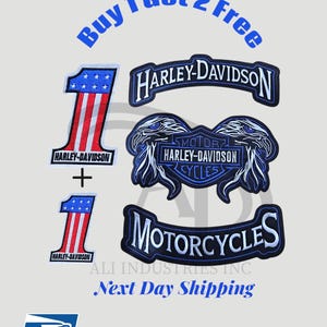 Harley Davidson Patch Set – Buy 1 Get 2 Free – Embroidered Iron On/Sew On Motorcycle Patches – Biker Jacket Patch Bundle – Free Shipping