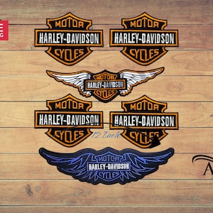 Embroidered Motorcycle Patch Set: Shield & Wings, Harley-Inspired, 12-Inch Back Patch