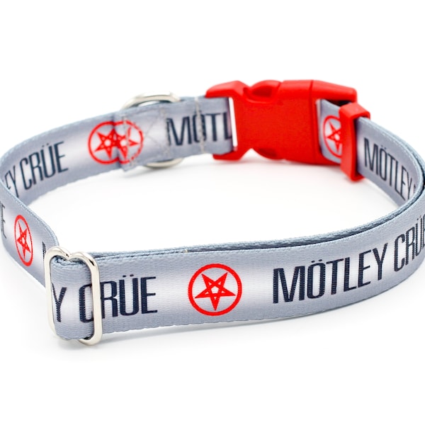 Motley Crue Pentagram Dog Collar Martingale or Buckle 5/8"- 1.5" Width Collars