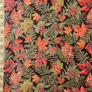 Harvest Black Timeless Treasures Metallic Gold Autumn Leaves Fall   ( Yard or Half Yard )